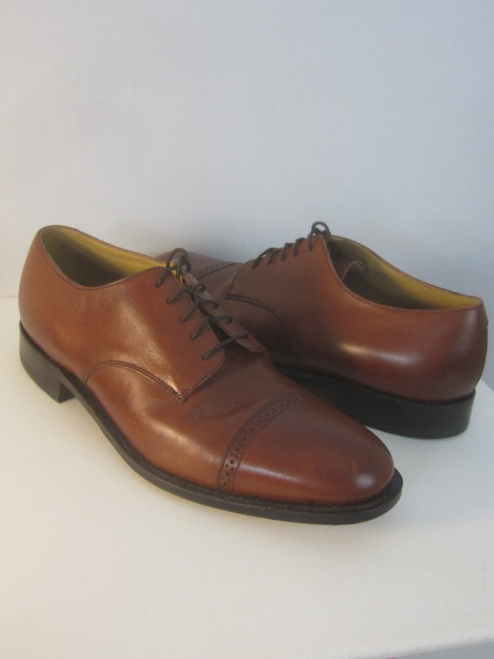 Johnston & Murphy Aristocraft Men 9 E Brown Leather Cap Toe Dress Shoes Classic - Picture 10 of 14
